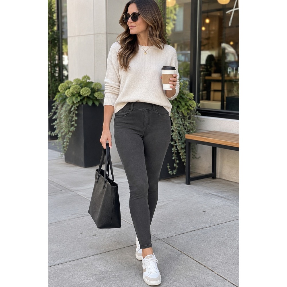 ✨2/$20 Spanx Jean-ish Ankle Leggings Black Pull On Stretch Denim Jeggings Small
